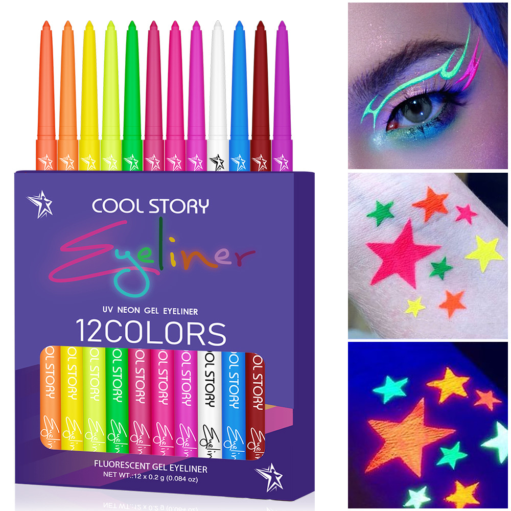 Coloured Gel Set - 12 renk floresan eyeliner rengi UV